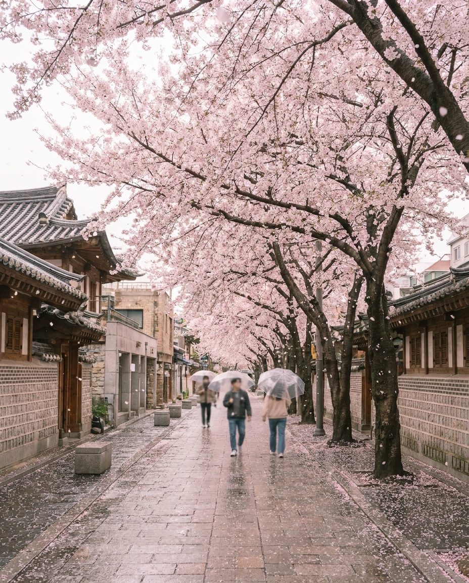 벚꽃이 터널을 이룬 봄 가로수길